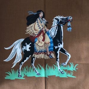 Rare 2-hand painted Native Americans on horseback